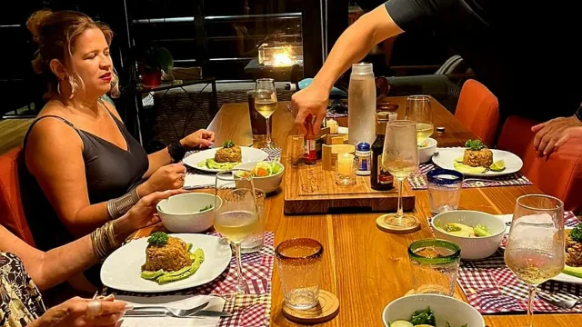 Dinner served at a villa